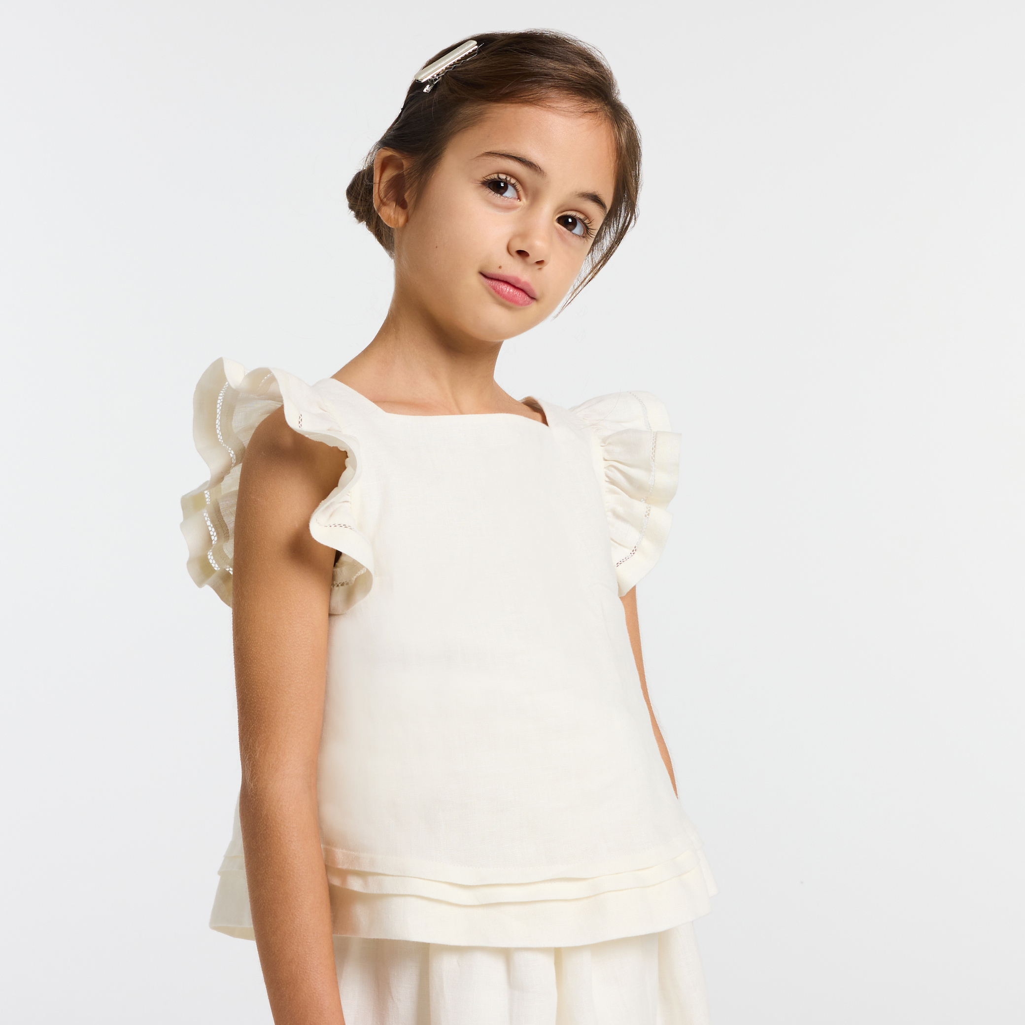 Jacadi - Girl linen top - White - Size: 04Y