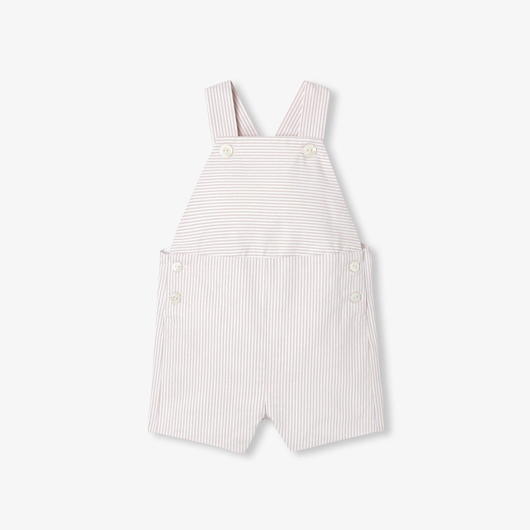 Jacadi - Baby boy striped twill dungaree shorts - White - Size: 06M