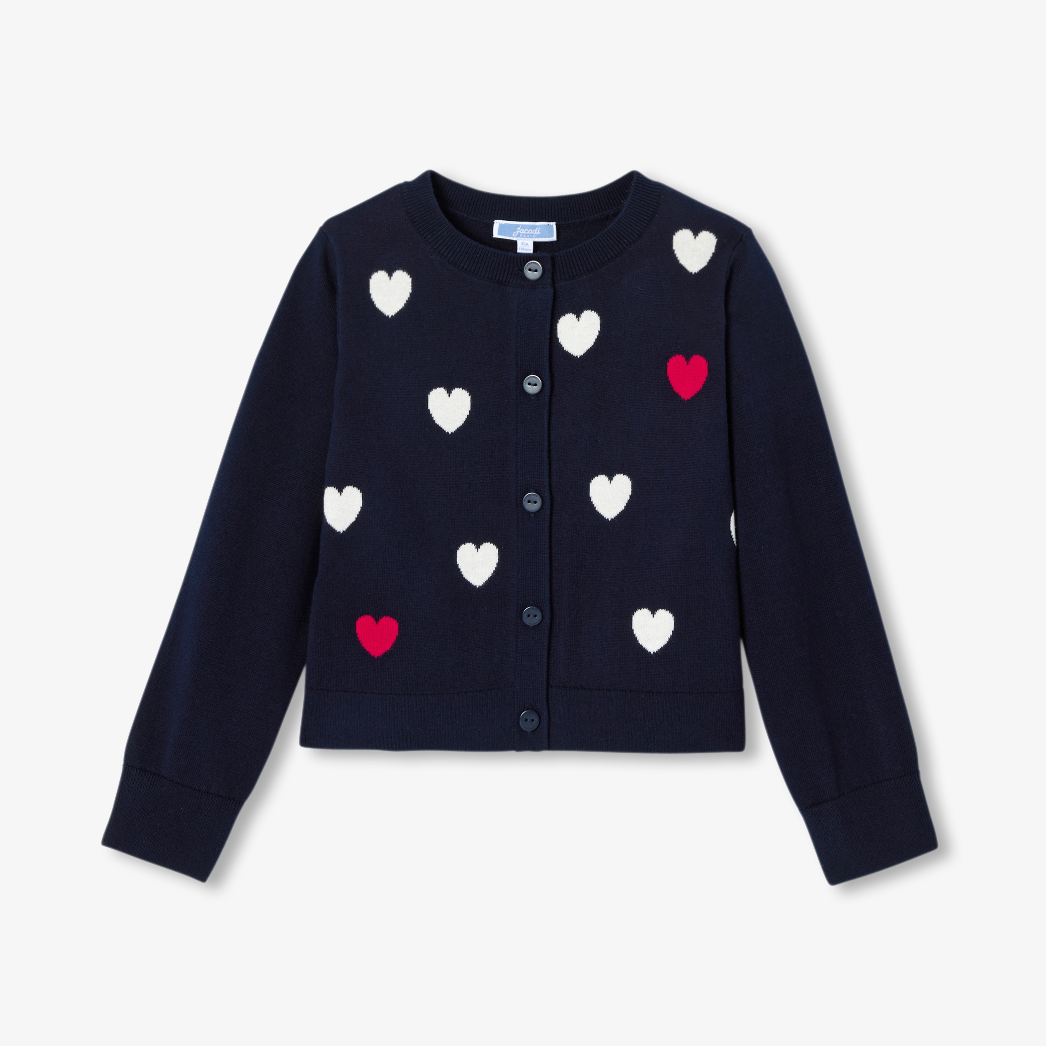 Jacadi - Girl heart jacquard cardigan - Blue - Size: 03Y