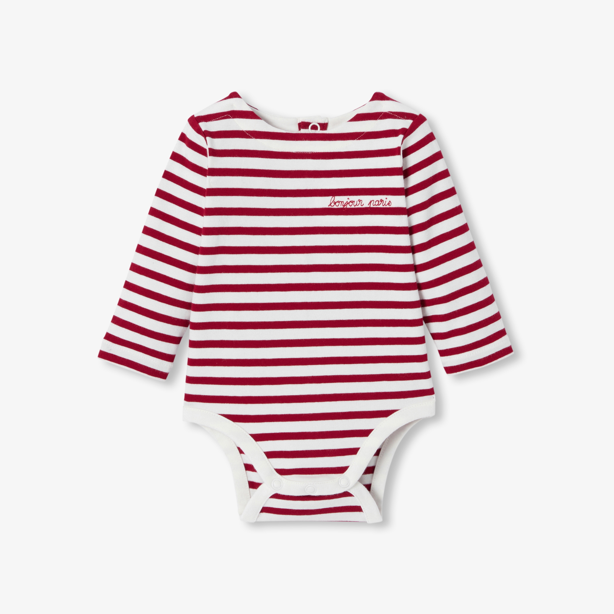 Jacadi - Baby striped long-sleeved bodysuit - White - Size: 12M