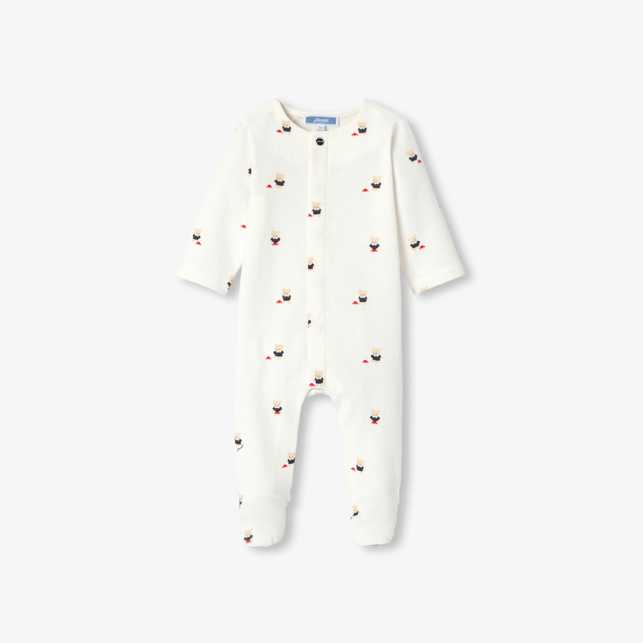 Jacadi - Baby brushed fleece pyjamas with bear motif - White - Size: 06M