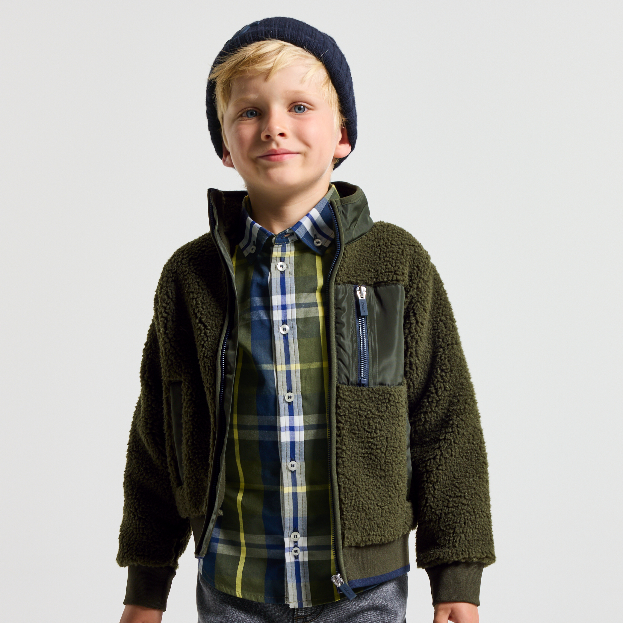 Jacadi - Boy bi-material cardigan - Kaki - Size: 06Y