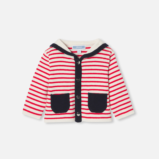 Baby boy cardigan with a sailor collar