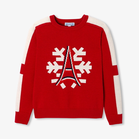 Boy Christmas jumper Rouge brique Jacadi Paris
