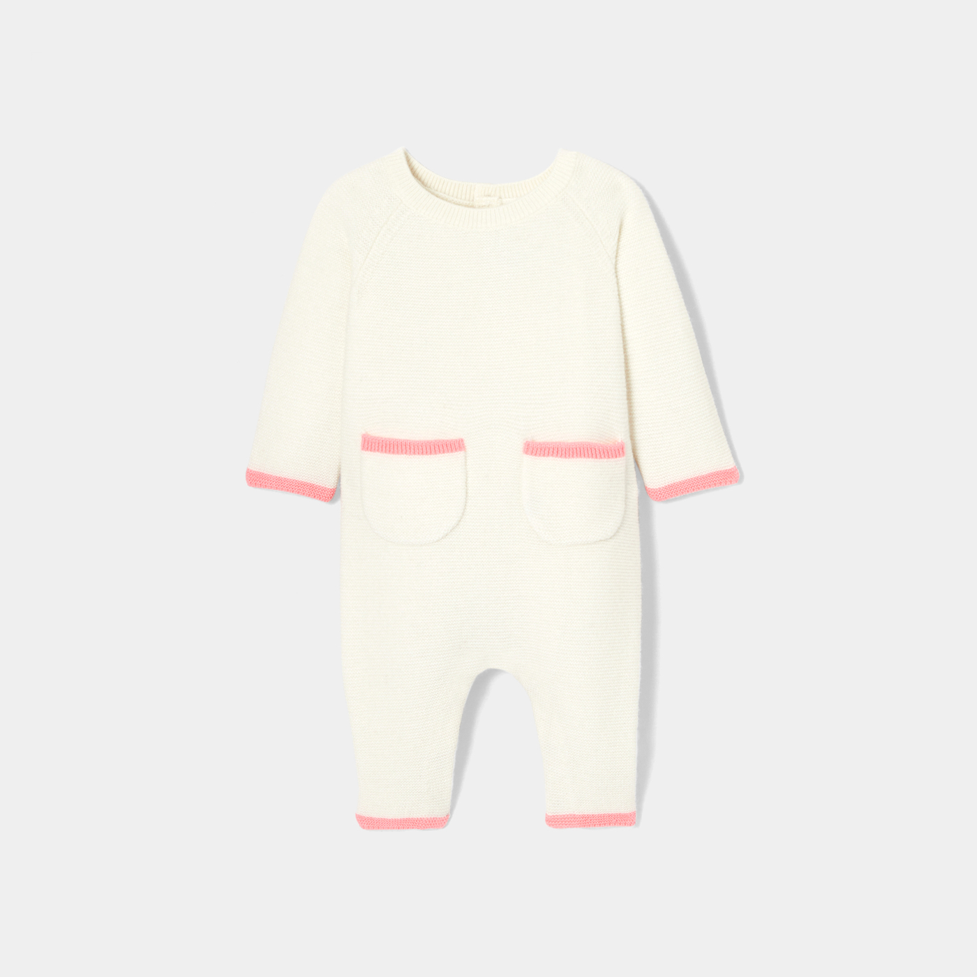 Baby girl jumpsuit in garter stitch - Main Image