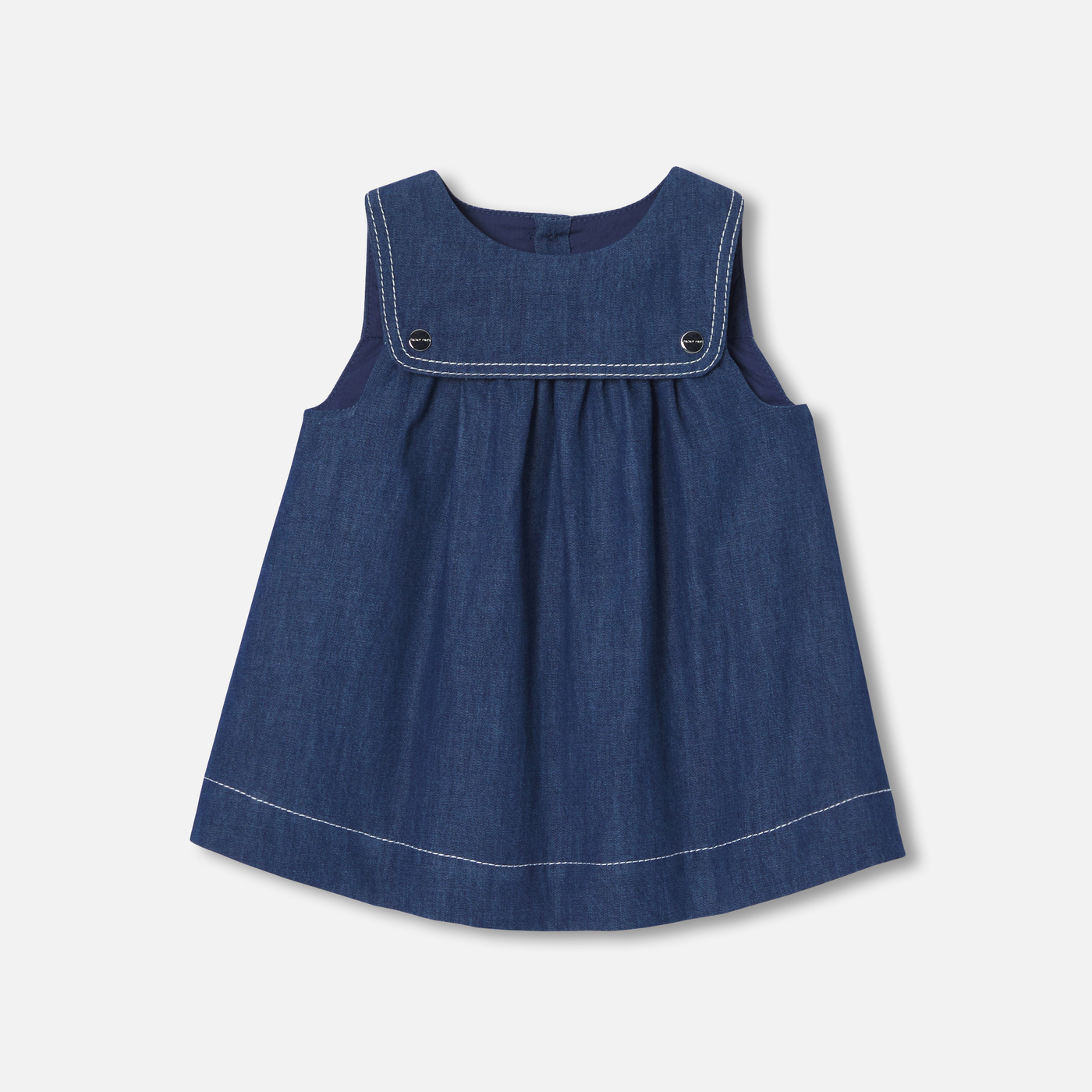 Baby girl pinafore dress in lightweight denim - Main Image