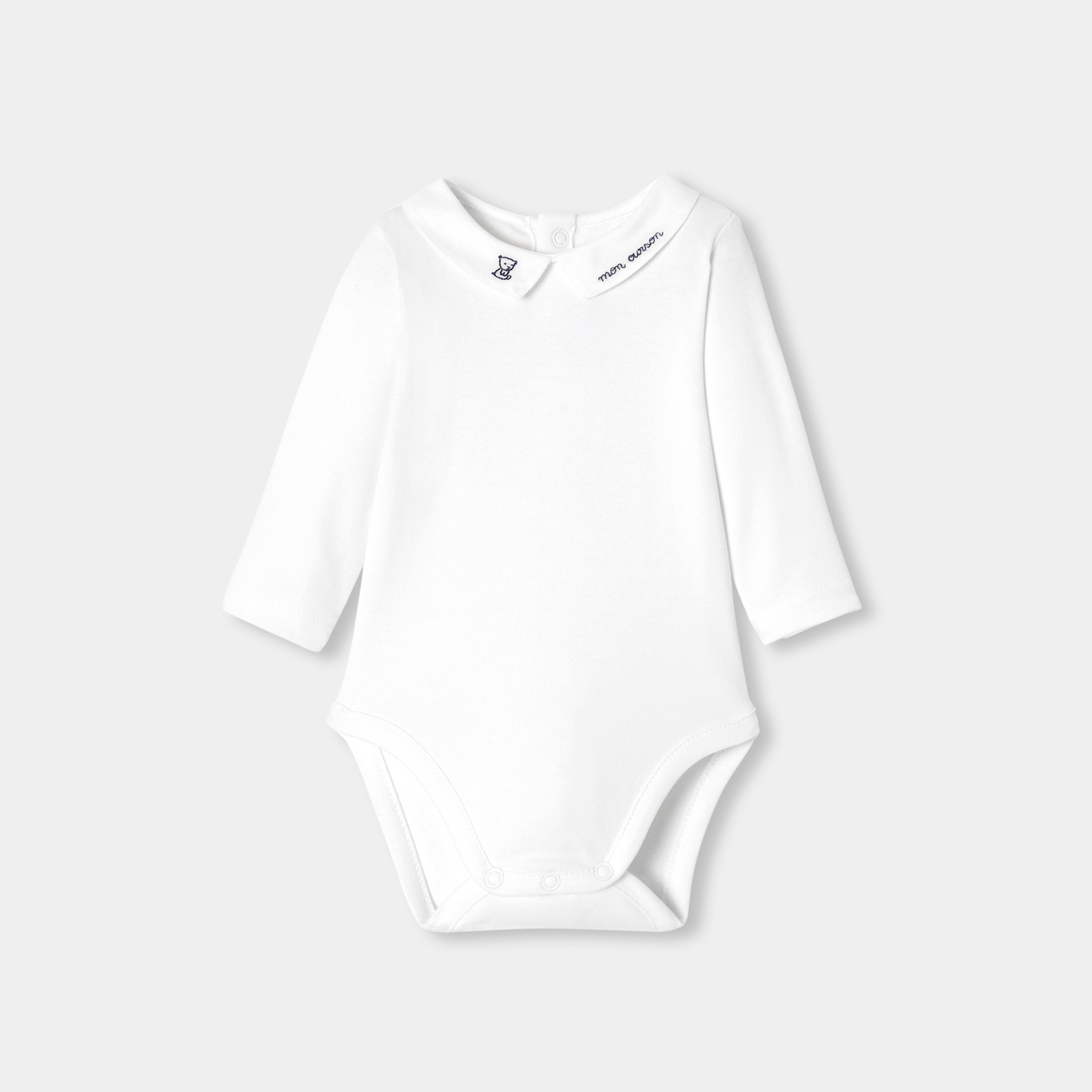 Baby boy long sleeve bodysuit Blanc Jacadi Paris - Main Image