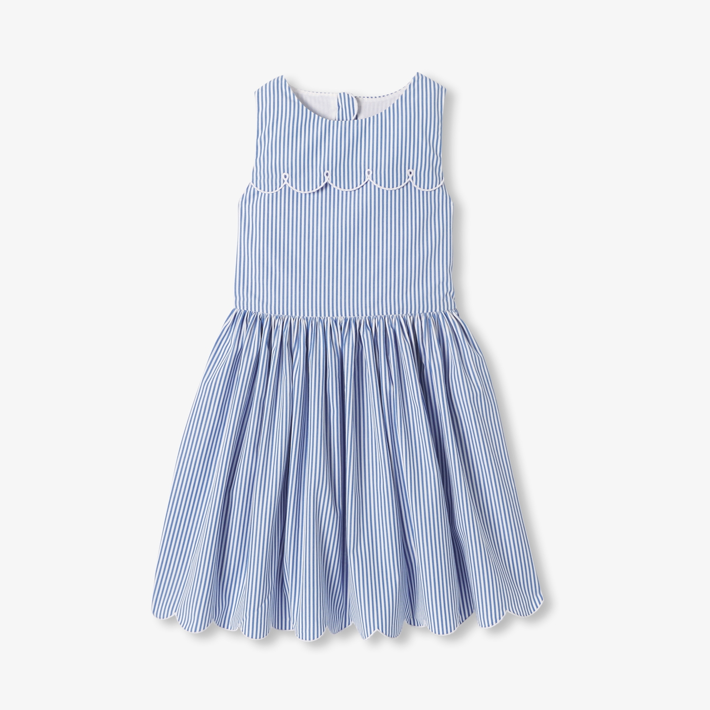 Girl striped poplin dress - Bleu/blanc | Jacadi Paris Girl striped poplin dress - Bleu/blanc | Jacadi Paris